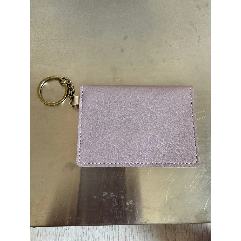 Mini Envelope‎ Card Holder Wallet Keychain Purple Beige Snap Case
